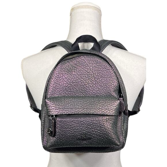 Coach Hologram Leather Mini Campus Backpack Oil Slick F37999 Color Shifting - Picture 2 of 16
